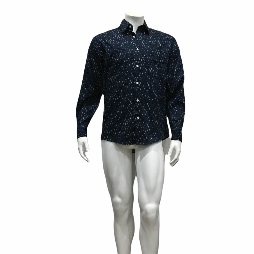 Carven Mens Navy Textured Dress Shirt